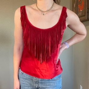 1980s western tank with leather fringe